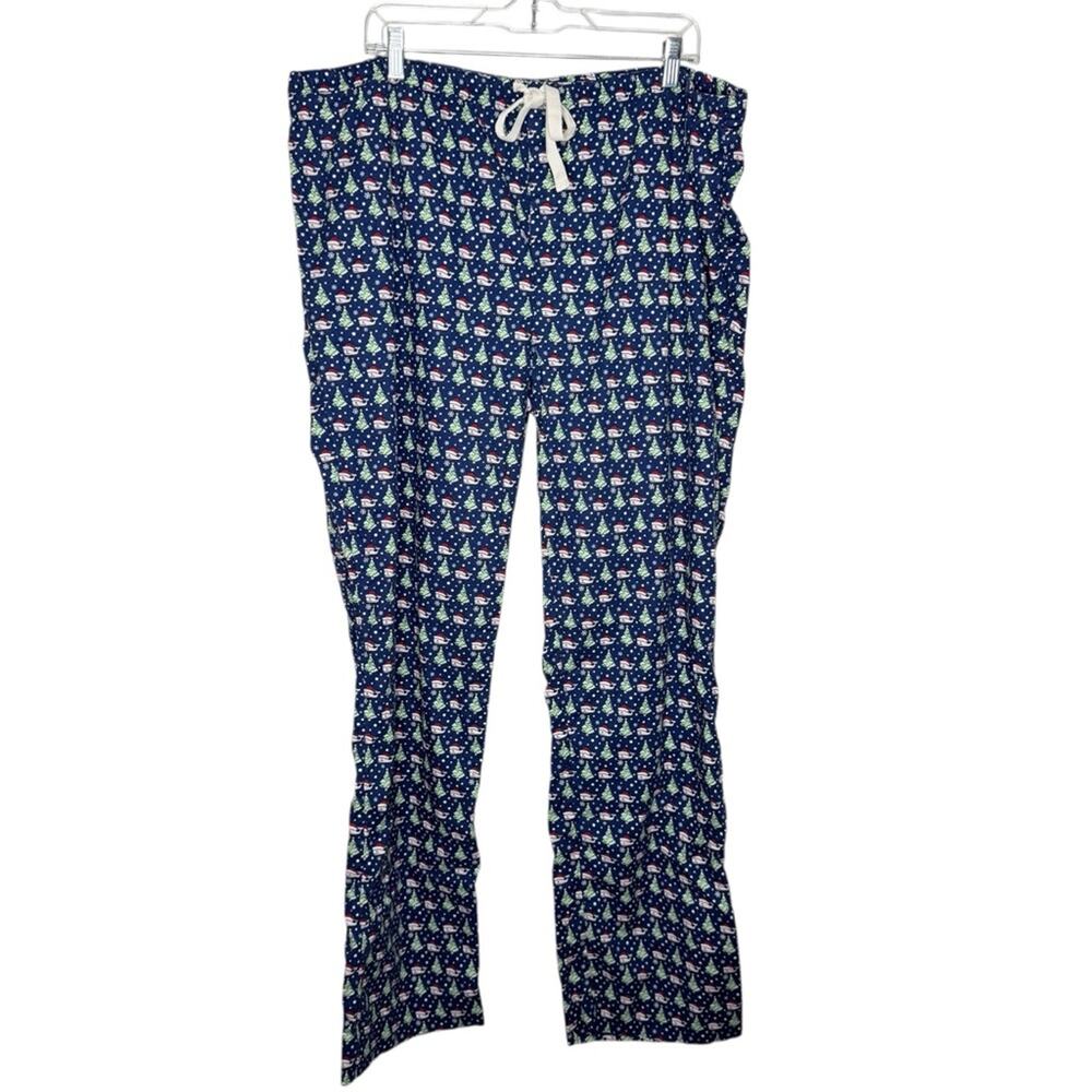 VINEYARD VINES / navy blue logo Christmas flannel pajama pants / XXL